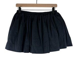 Mable Black Elastic Waist Cotton Poplin A-Line Mini Skirt